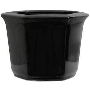 10 in. Solid Black Porcelain Flower Pot