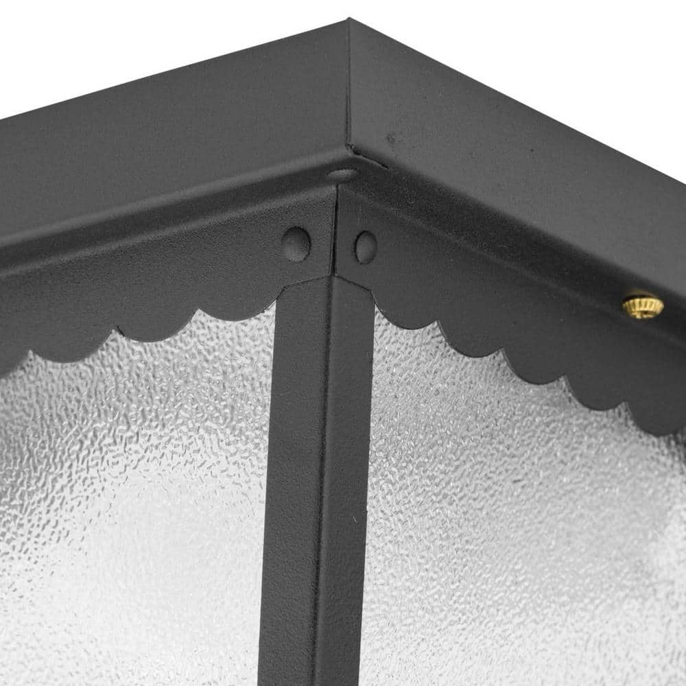 Matte Black and Bronze Scalloped Glass Ceiling Mount Light