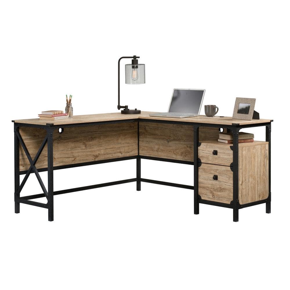 Milled Mesquite L-Shaped Corner Computer Desk with Drawer