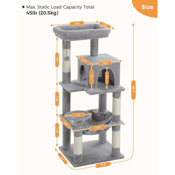 family cats　0118 Foobrues 45.7 in. Cat Tree for Indoor Cats, 5-Level Cat