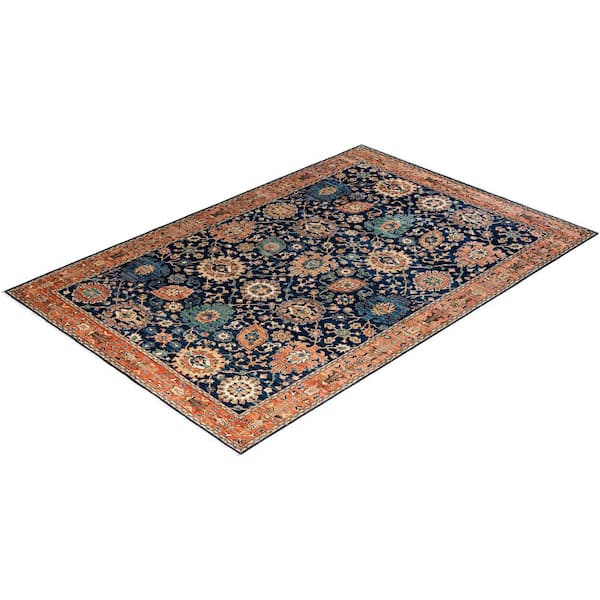 Serapi Blue 6 ft. x 9 ft. Tribal Wool Indoor Area Rug