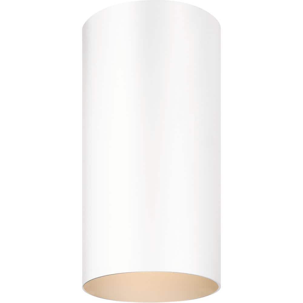 Volume Lighting 1 Light Indoor Or Outdoor White Aluminum Flush Mount Cylinder Ceiling Fixture 9616 6 The Home Depot