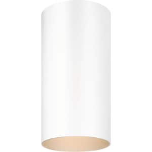 1-Light Indoor or Outdoor White Aluminum Flush Mount Cylinder Ceiling Fixture