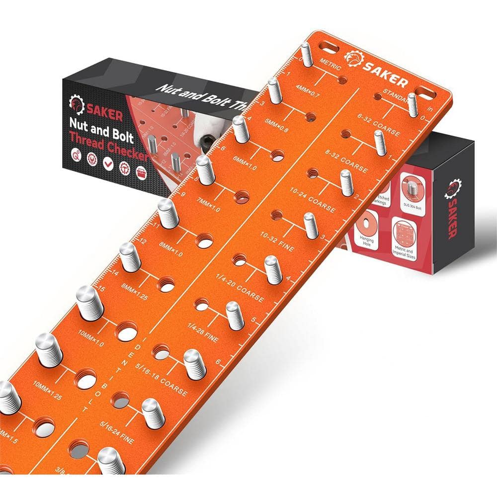16 in Nut and Bolt Thread Checker, 14 Metric and 14 Standard Sizes Bolt and