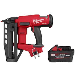 M18 FUEL 18V Gen ll 16-Gauge Straight Finish Nailer and M18 18V Lithium-Ion REDLITHIUM FORGE 6.0 Ah Battery Pack