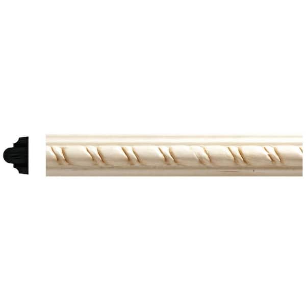 1811-8 1/2 in. x 3/4 in. x 96 in. White Hardwood Embossed Rope Moulding