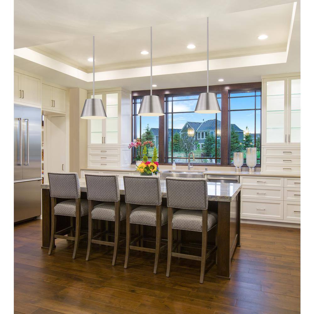 Brushed Nickel Modern Drum Pendant Light with LED