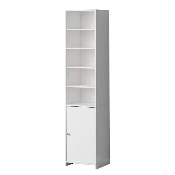 Basicwise 72 in. H x 15.75 in. W Tall Freestanding Bathroom Laundry Closet Storage Organizer Cabinet Linen Tower, White