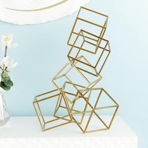 Gold Metal Stacked Geometric Sculpture