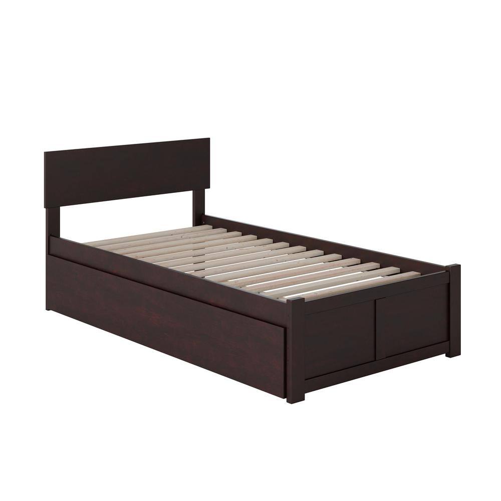Orlando Espresso Twin Platform Bed with Urban Trundle and USB Ports