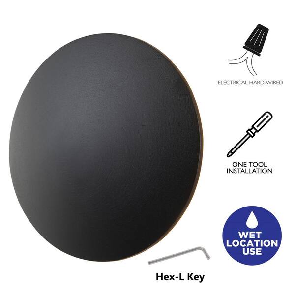 C Cattleya 2-pack 10 in. Black Aluminum Round Disc LED