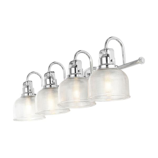 Virginia 30 in. 4-Light Metal/Glass LED Vanity Light, Chrome