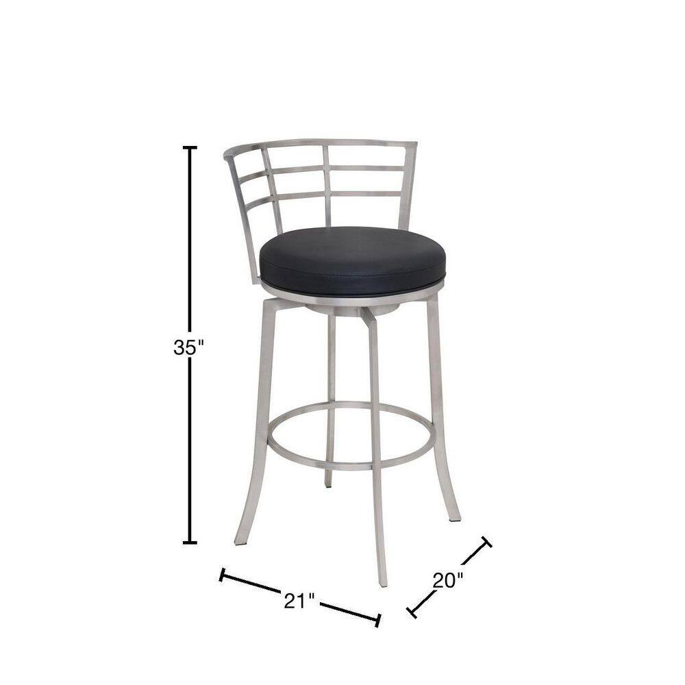 Sleek Modern 20" Black Leather Swivel Counter Stool