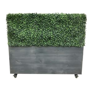 40 in. W x 35 in. H x 16 in. D Artificial Hedge Wood Planter with Wheel