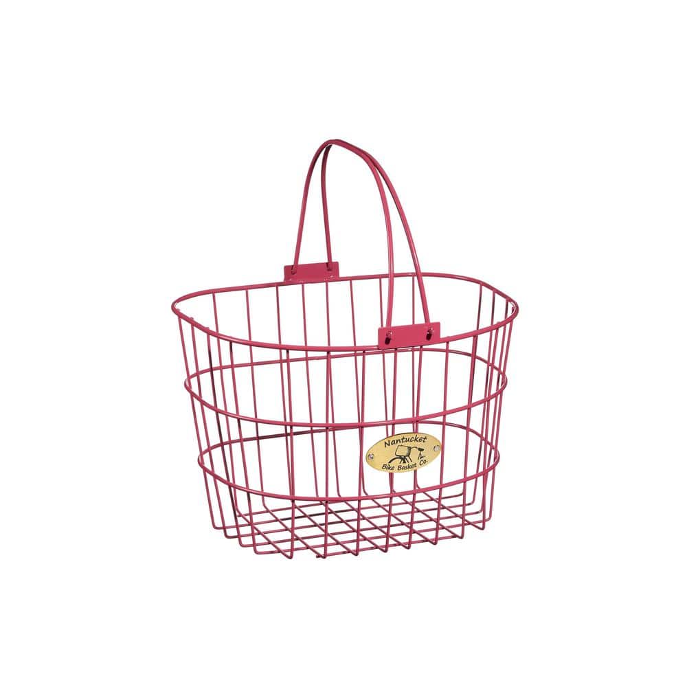 Nantucket Bicycle Basket Surfside Adult Wire DShape Basket in Pink T