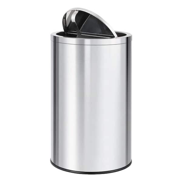 ITOPFOX 6 Gal. Silver Round Locking Lid Galvanized Metal Household