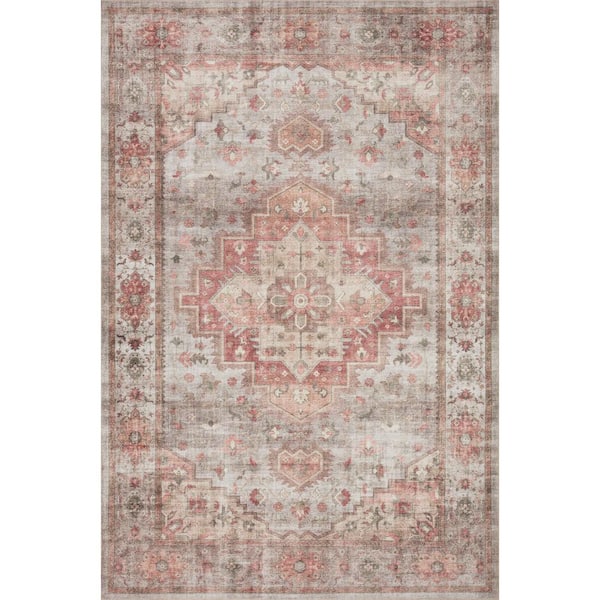 LOLOI II Heidi Dove/Spice 2 ft. 6 in. x 9 ft. 6 in. Bohemian Printed Runner Rug