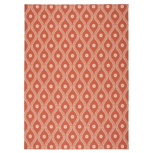 Nourison Corfu Rust 8 ft. x 11 ft. Trellis Transitional Indoor/Outdoor Patio Area Rug