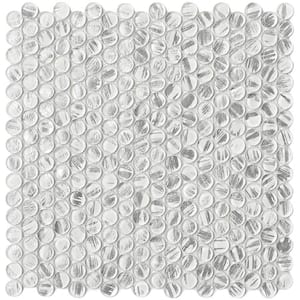 Apollo Tile (Sample) Majeste Denim Blue 4-in x 4-in Glossy Glass Penny Round Patterned Floor and Wall Tile