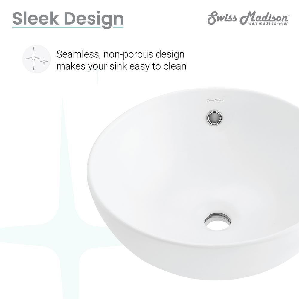 Matte White Ceramic Round Above-Counter Vessel Sink