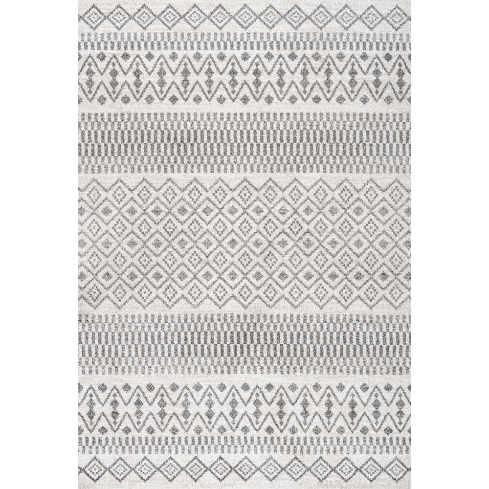 Ifrane Gray and Cream Geometric Stripe 3x5 Area Rug