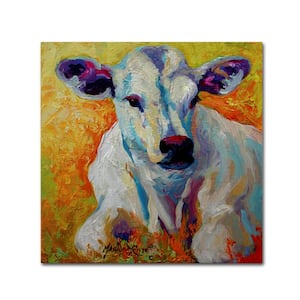 14 in. x 14 in. "White Calf" by Marion Rose Printed Canvas Wall Art