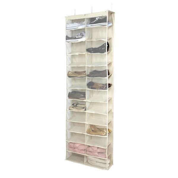 Simplify 26-Pair Over-the-Door Shoe Organizer in Cream