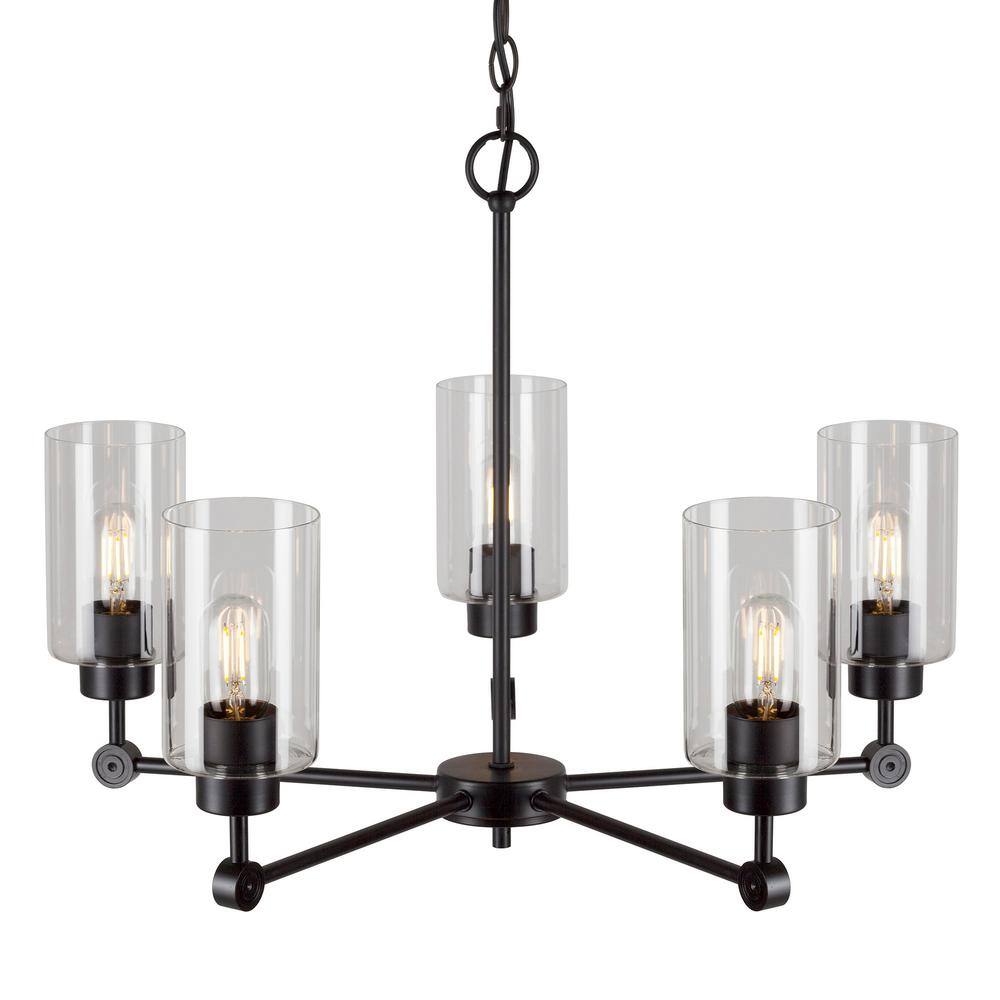 Jayden Transitional 5-Light Chandelier with Clear Glass Shades