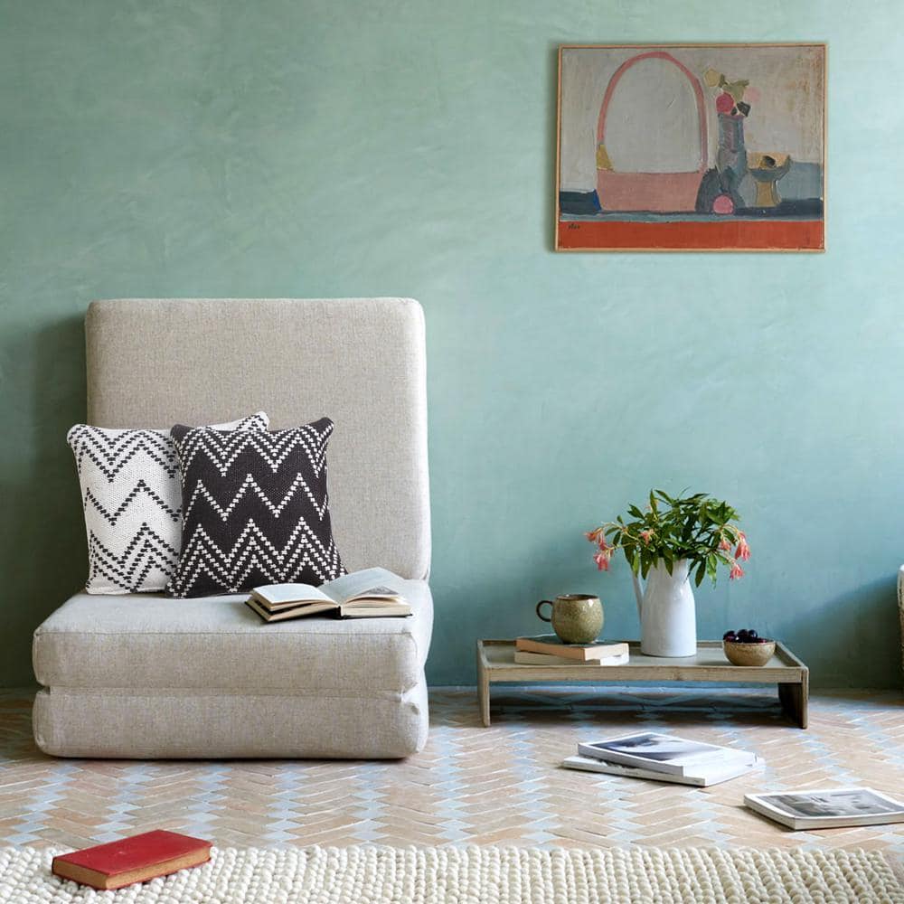 Sevita 20" Square Modern Woven Chevron Throw Pillow - Black/White