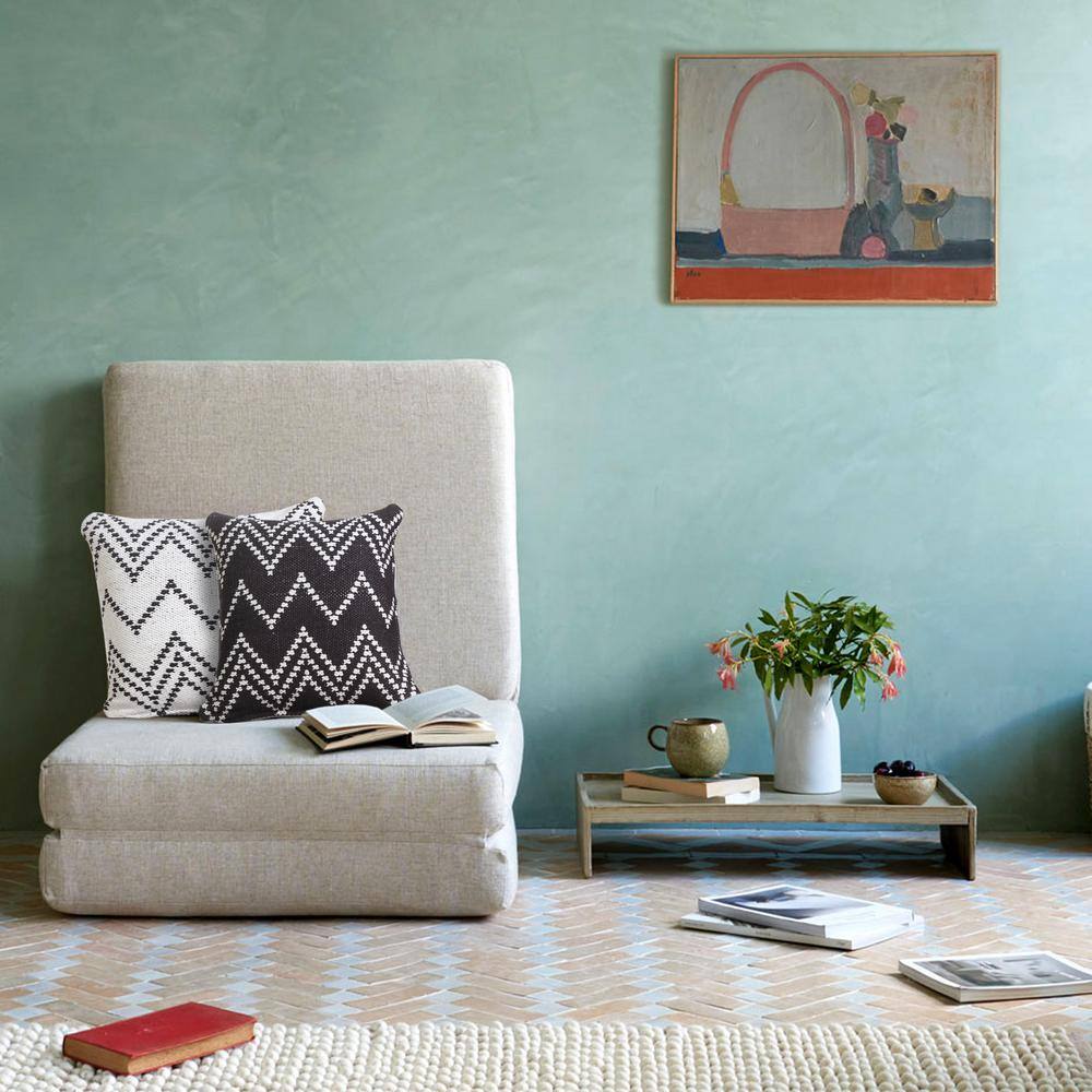 20" Square Black and White Cotton Chevron Throw Pillow