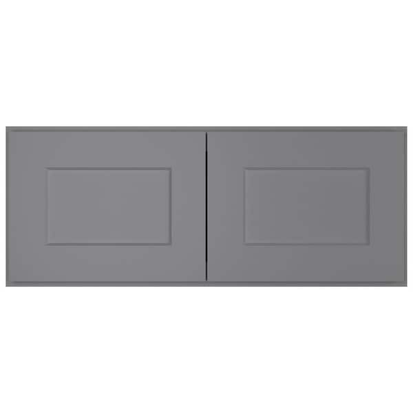 HOMEIBRO 30-in. W x 24-in. D x 12-in. H in Shaker Grey Plywood Ready to Assemble Wall Bridge Kitchen Cabinet with 2 Doors