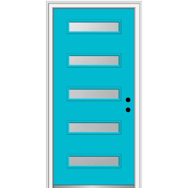 MMI DOOR 32 in. x 80 in. Davina Left-Hand Inswing 5-Lite Frosted Glass Painted Steel Prehung Front Door on 4-9/16 in. Frame