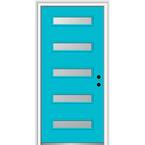 36 in. x 80 in. Davina Left-Hand Inswing 5-Lite Frosted Glass Painted Steel Prehung Front Door on 4-9/16 in. Frame