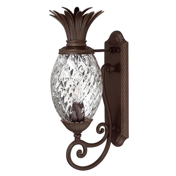 Plantation 1-Light Copper and Bronze Hardwired Outdoor Wall Lantern Sconce