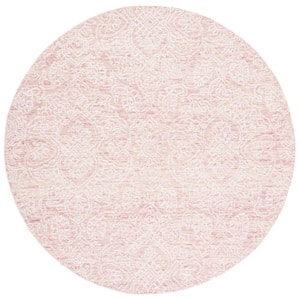 Metro Pink/Ivory 6 ft. x 6 ft. Floral Medallion Round Area Rug