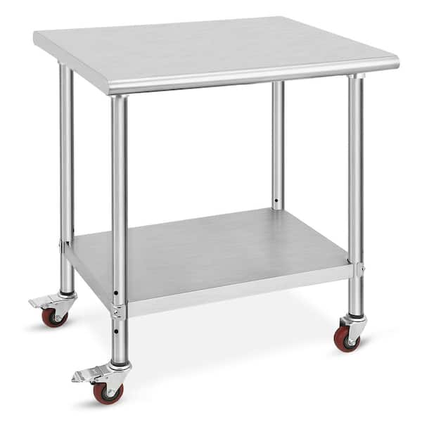Sunvasagoo 30 in. W x 24 in. D Stainless Steel Mobile Workbench