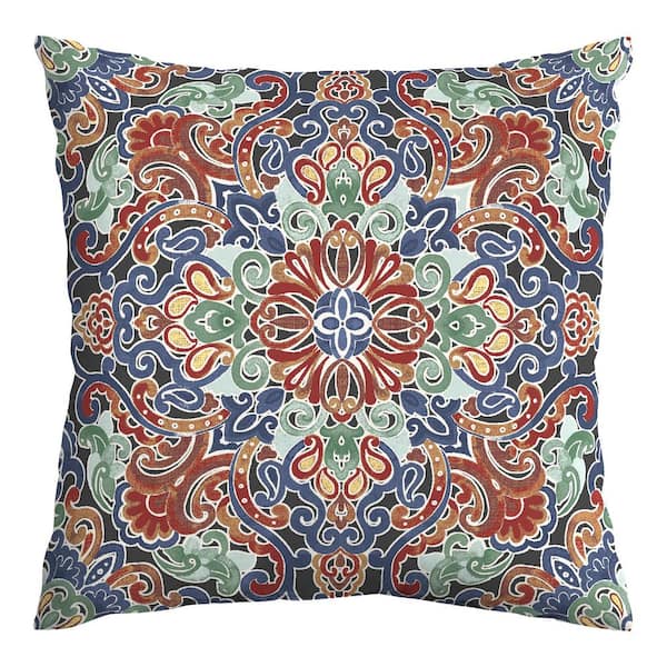 18 in. x 18 in. Outdoor Patio Throw Pillow in Blue Medallion