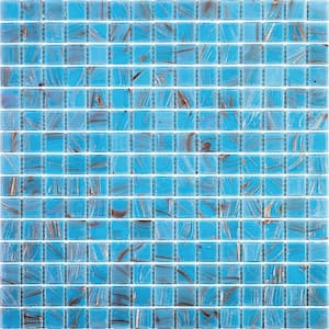 Celestial Glossy Maya Blue 12 in. x 12 in. Glass Mosaic Wall and Floor Tile (20 sq. ft./case) (20-pack)