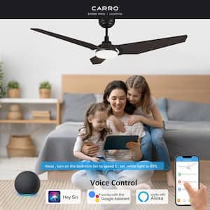 Brently 52 in. Dimmable LED Indoor/Outdoor Black Smart Ceiling Fan with Light and Remote, Works with Alexa/Google Home