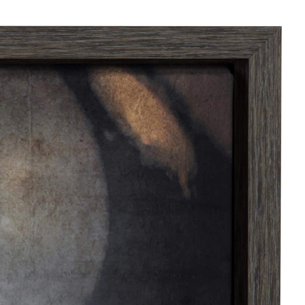 Vintage Football Helmet Framed Canvas Print in Gray Woodgrain Frame