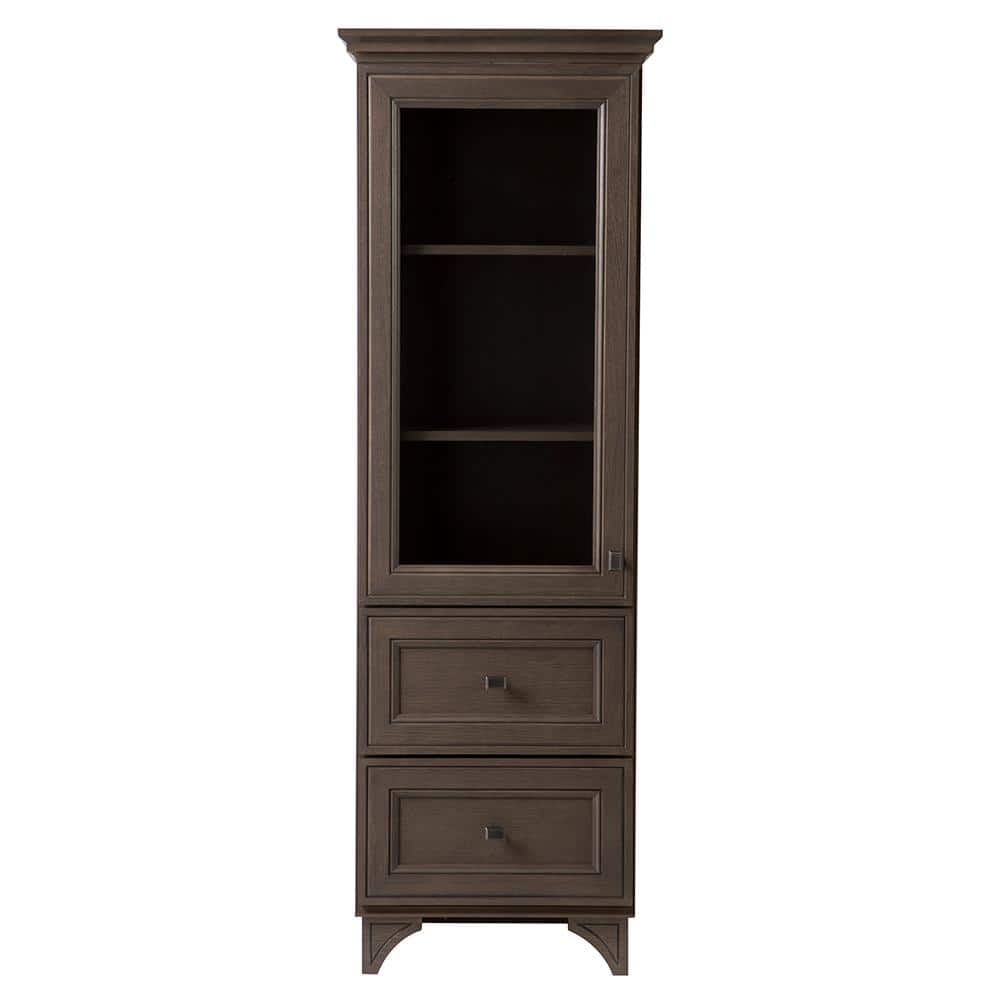 Albright 24 in. W x 70 in. H x 16 in. D Bathroom Linen Storage Floor Cabinet in Winter Gray