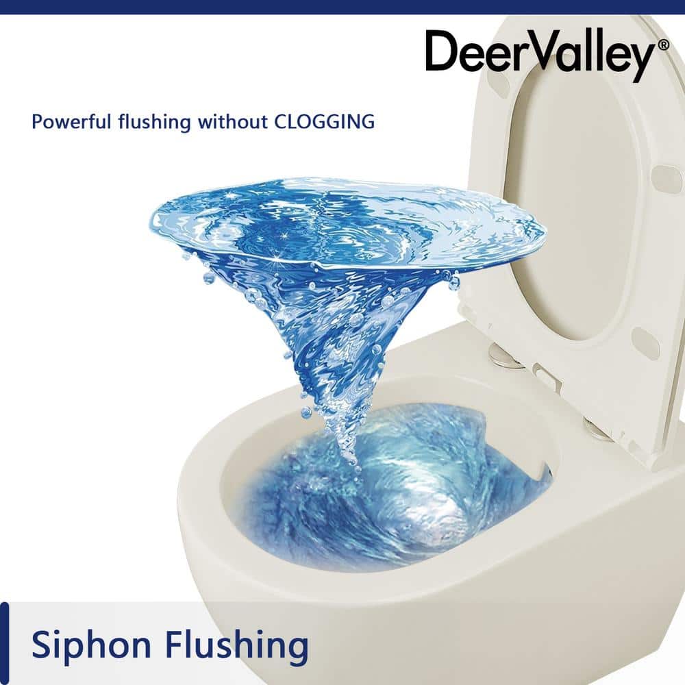 Beige Ceramic Elongated Wall-Mounted Dual Flush Toilet