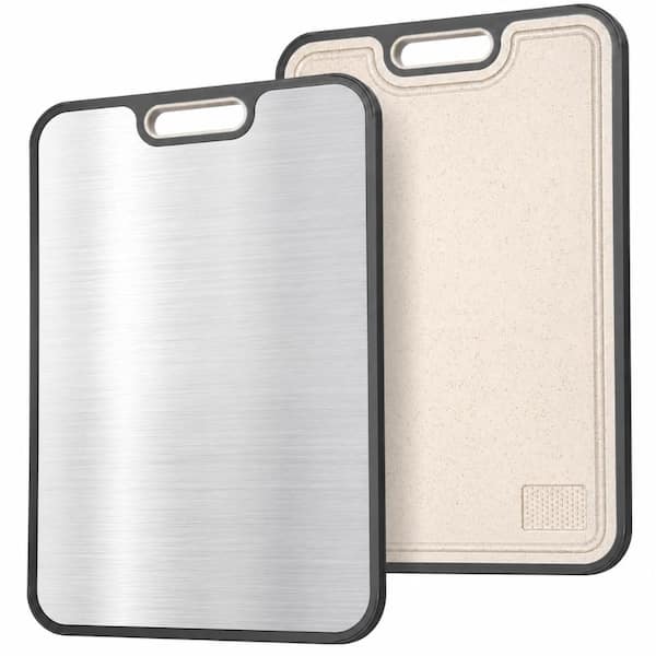 16 x 11 In Dual-Surface Titanium and PP Cutting Board with Built-In Grinding Zone, Large, Easy-Clean
