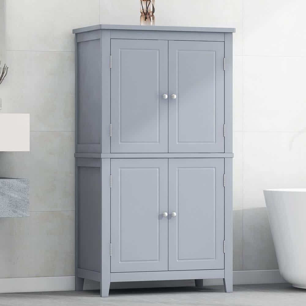 23.6 in. W x 11.8 in. D x 43.3 in. H Gray Wide MDF Freestanding Linen Cabin