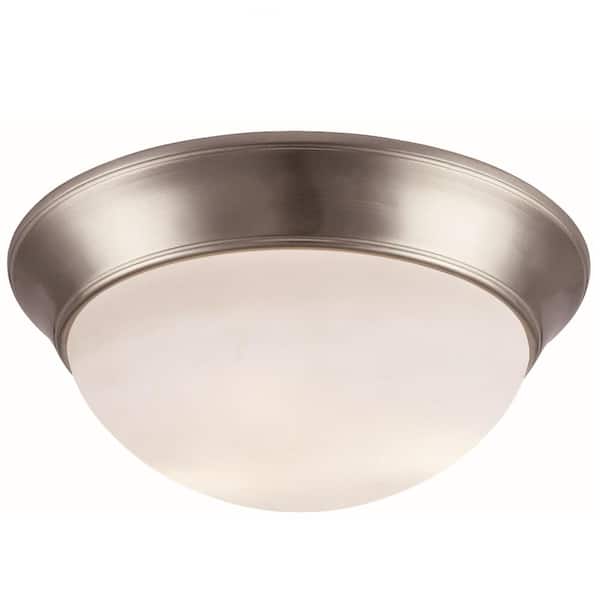 Bel Air Lighting Bolton 16 in. 3-Light Brushed Nickel Flush Mount Ceiling Light Fixture with Frosted Glass Shade