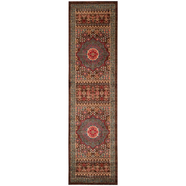 SAFAVIEH Mahal Navy/Red 2 ft. x 10 ft. Antique Border Runner Rug