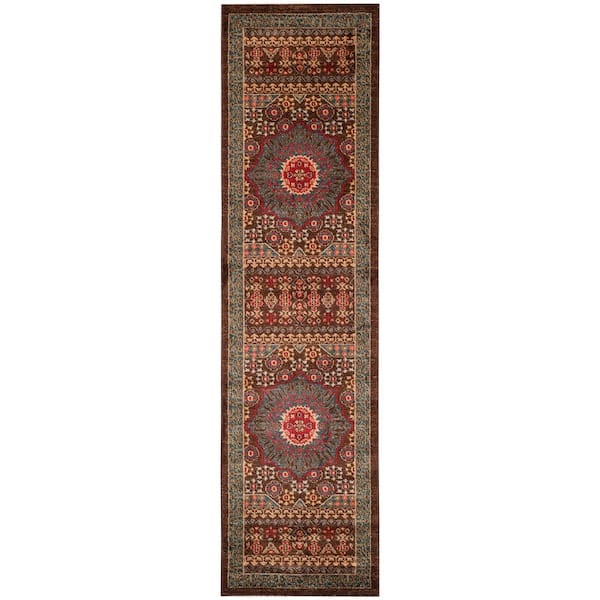 SAFAVIEH Mahal Navy/Red 2 ft. x 12 ft. Antique Border Runner Rug