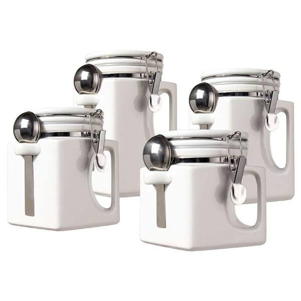 Oggi Ceramic EZ Grip Handle Canister in White (Set of 4)