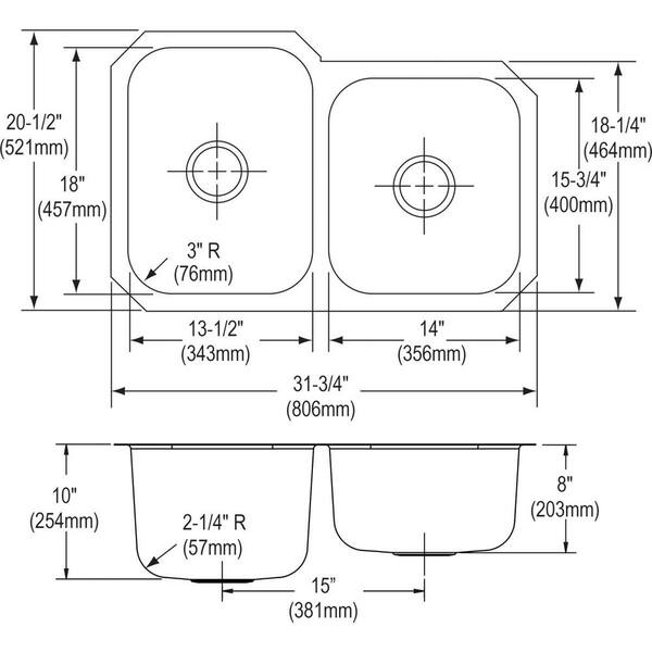 Avenue Undermount Stainless Steel 32 in. Offset Double Bowl Kitchen Sink Avenue Undermount Stainless Steel 32 in. Offset Double Bowl Kitchen Sink