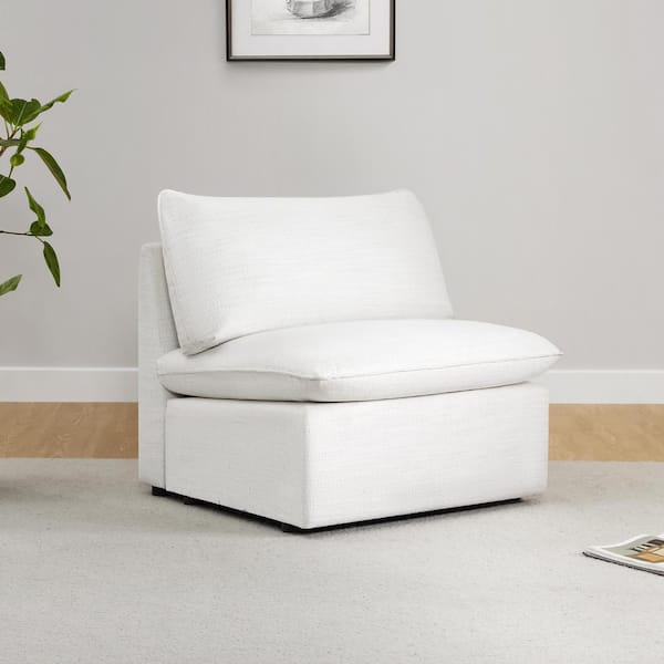 SPRUCE & SPRING Nereidix 34 in. Armless Fabric Accent Chair Sectional Sofa in Cream for Living Room